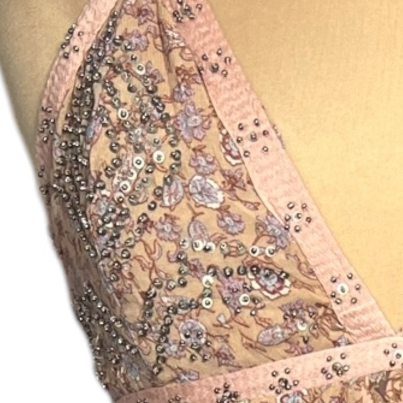 Free People Dusty Pink Floral Forever Time Maxi Dress babydoll empire waist Med - Picture 6 of 12